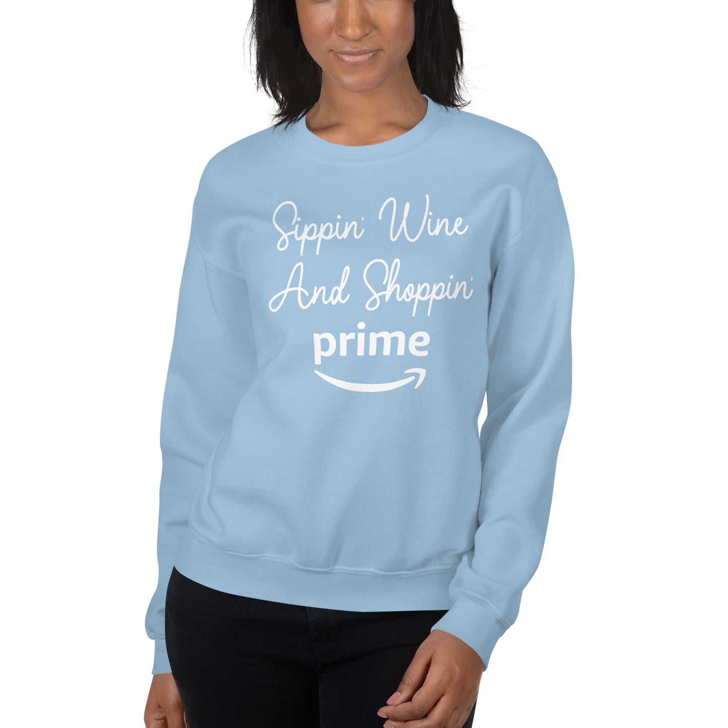 Custom Sippin' Wine And Shoppin' Prime Retro Graphic Unisex Sweatshirt