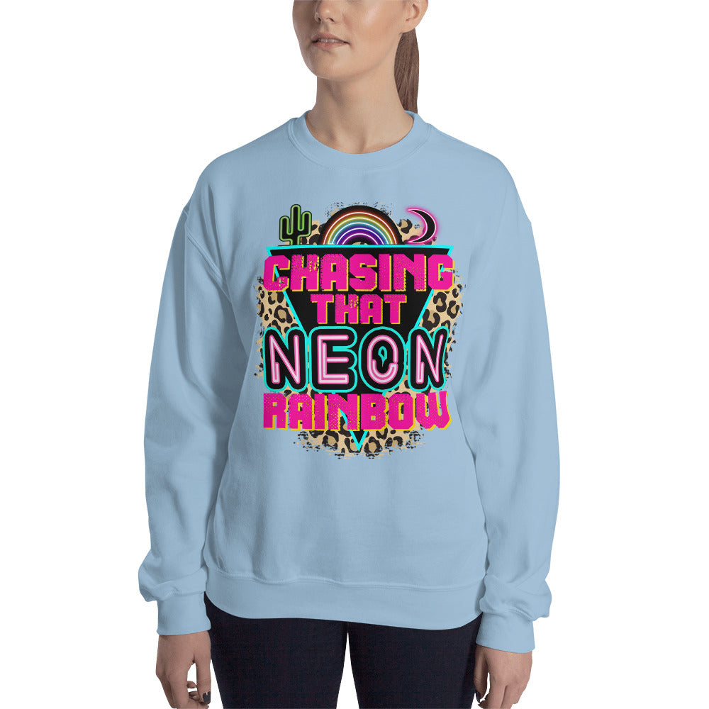 Custom Chasing That Neon Rainbow Country Western Retro Graphic Unisex Sweatshirt