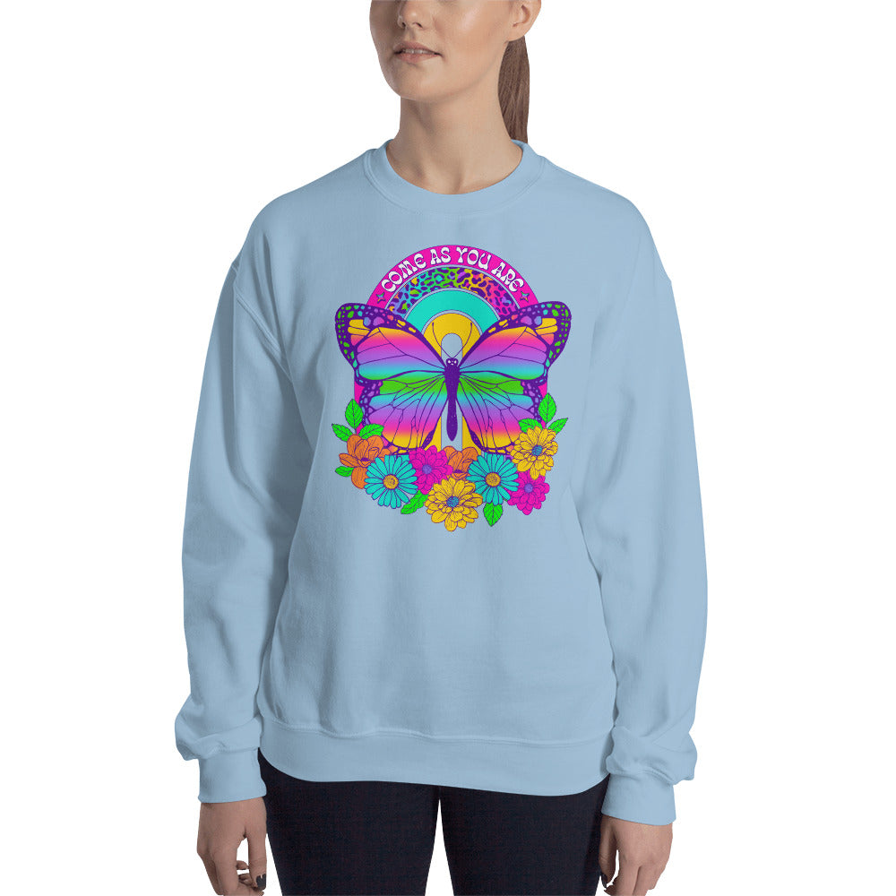 Custom Come As You Are Butterfly Floral Retro Graphic Unisex Sweatshirt