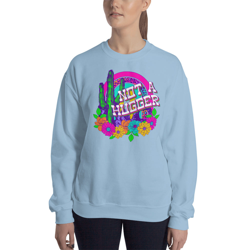 Custom Not A Hugger Cactus Western Retro Graphic Unisex Sweatshirt