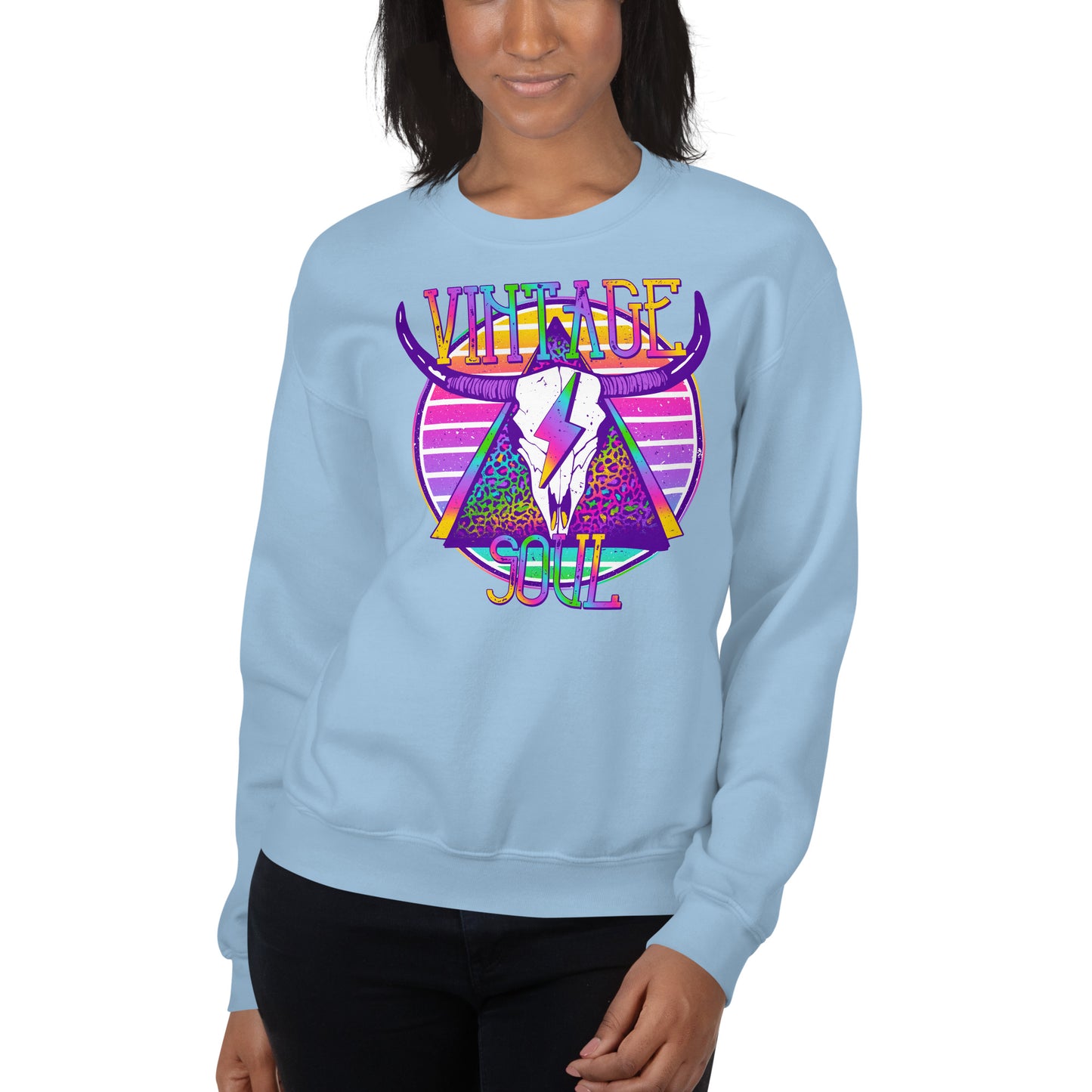 Custom Vintage Soul Western Skull Retro Graphic Unisex Sweatshirt