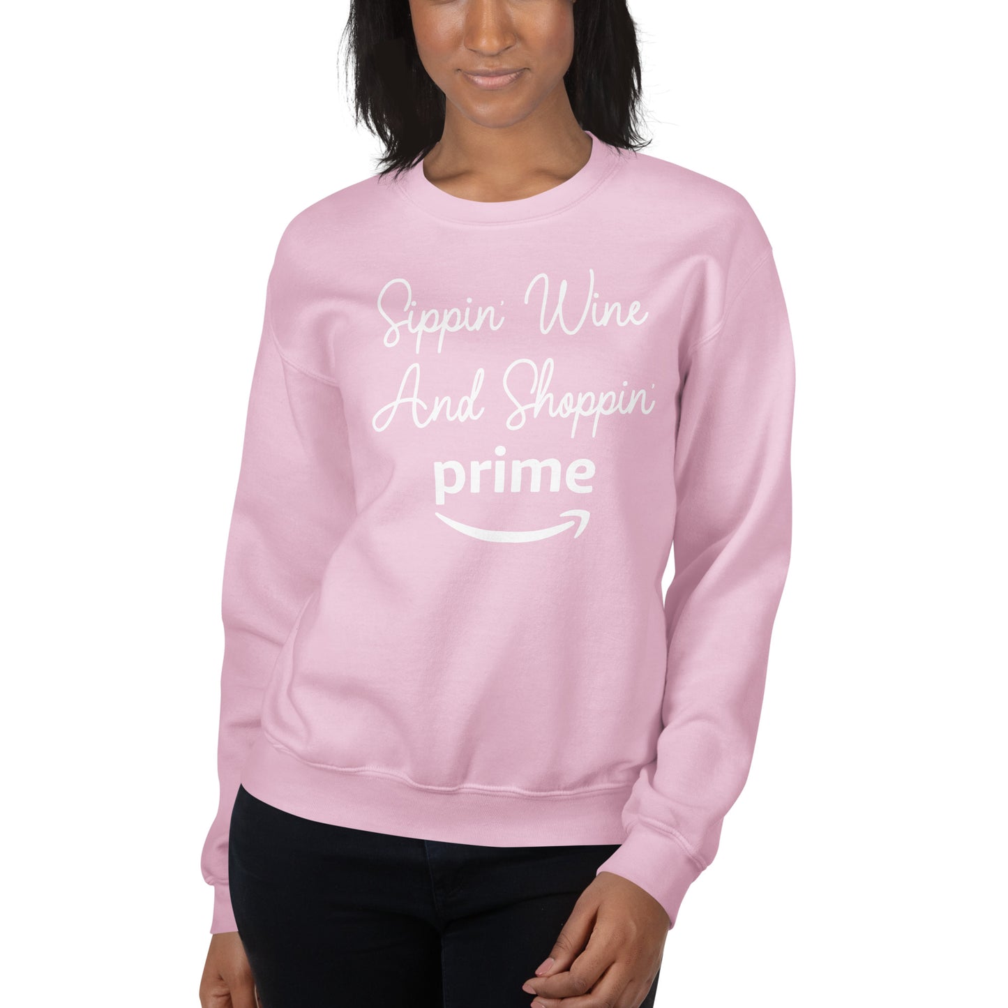 Custom Sippin' Wine And Shoppin' Prime Retro Graphic Unisex Sweatshirt