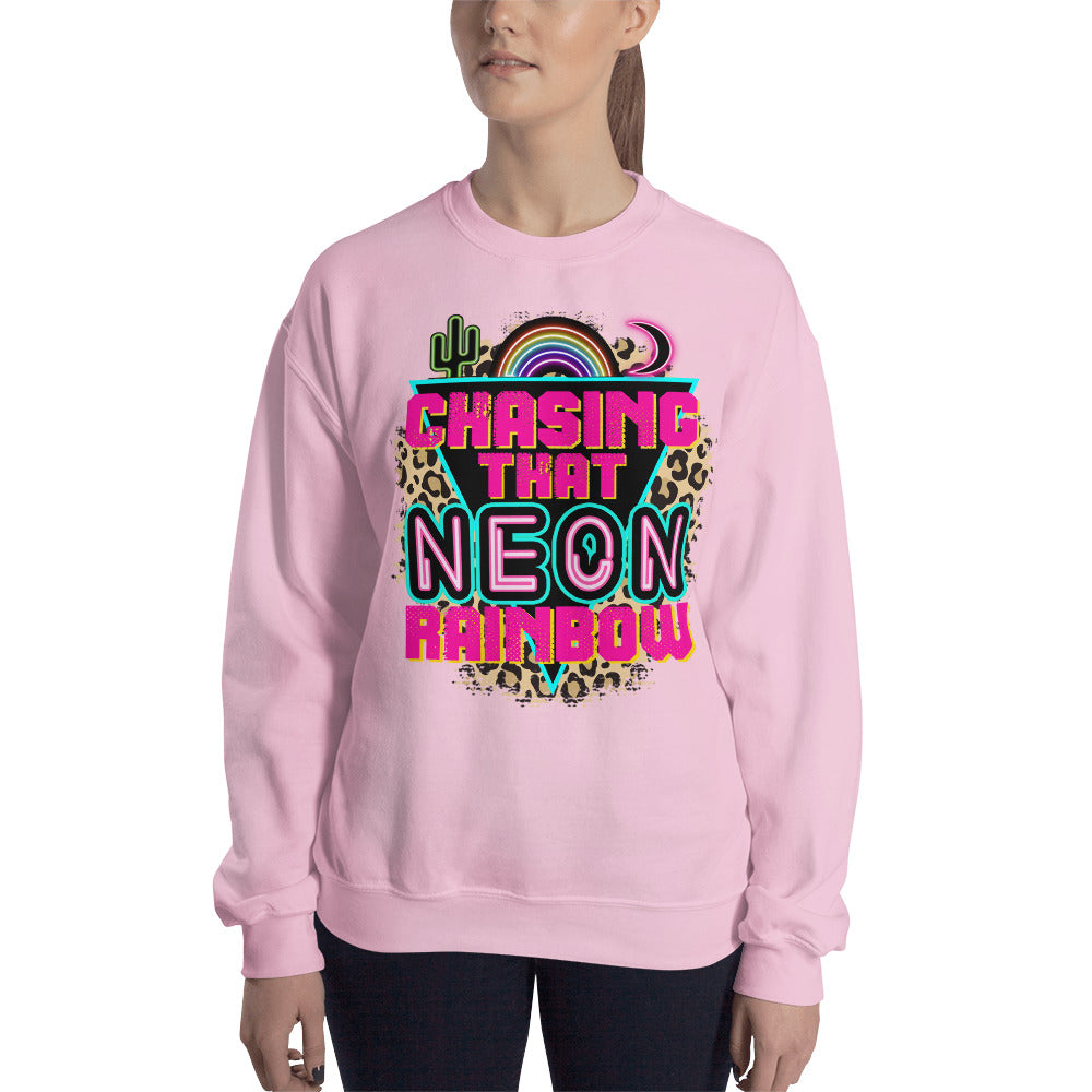 Custom Chasing That Neon Rainbow Country Western Retro Graphic Unisex Sweatshirt