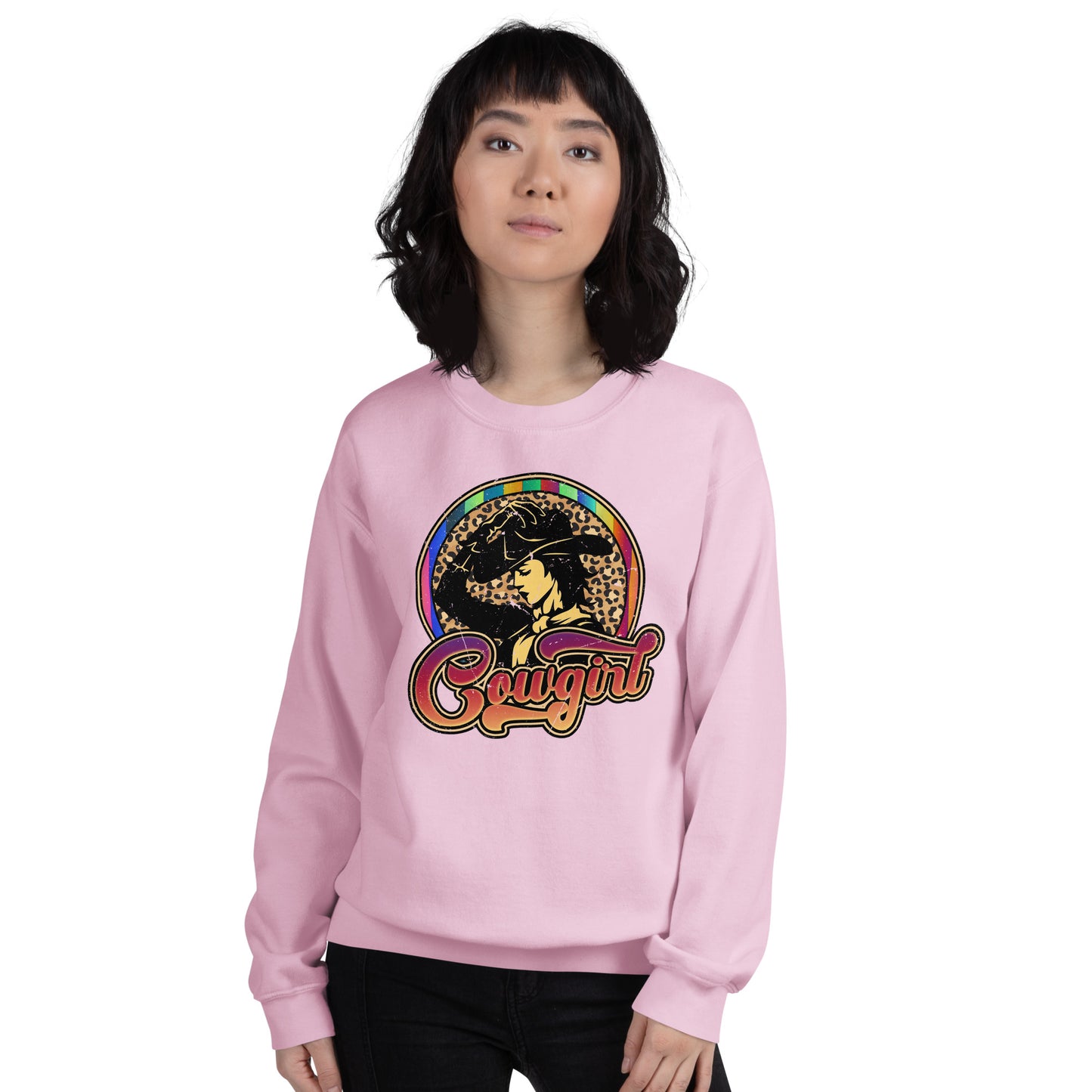 Custom Vintage Cowgirl Leopard Western Retro Graphic Unisex Sweatshirt