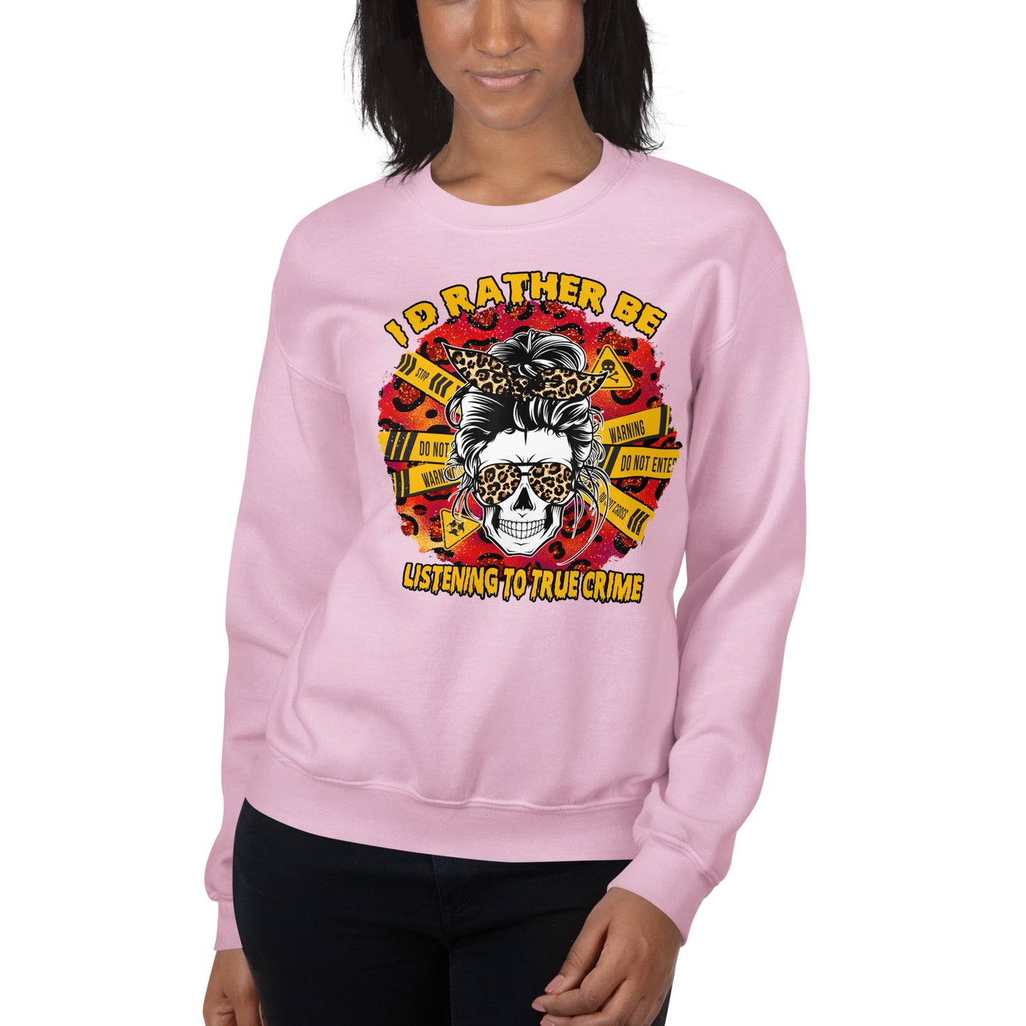 Custom I'd Rather Be Listening To True Crime Retro Graphic Unisex Sweatshirt