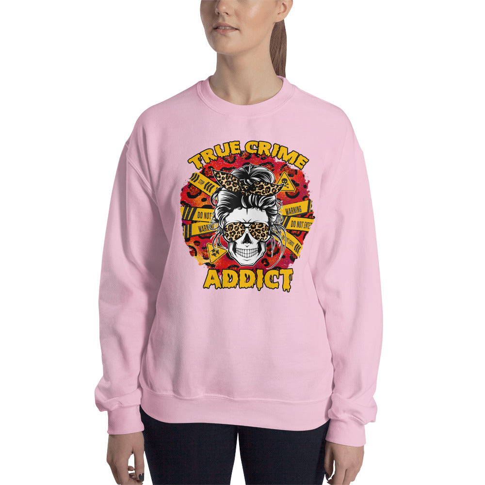 Custom True Crime Addict Skull Retro Graphic Unisex Sweatshirt