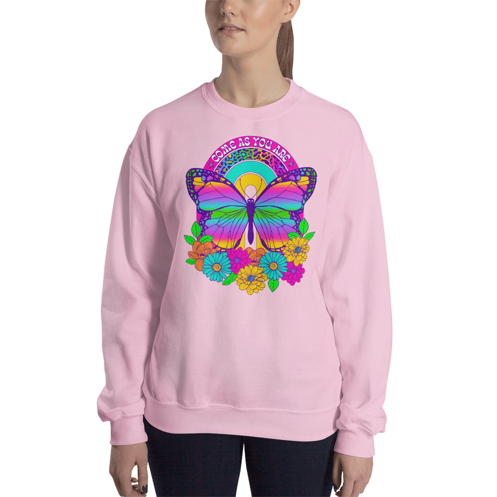 Custom Come As You Are Butterfly Floral Retro Graphic Unisex Sweatshirt