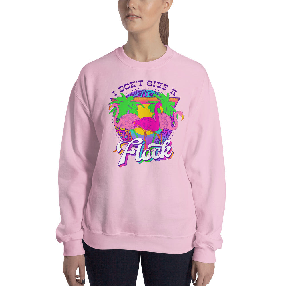 Custom I Don't Give A Flock Tropical Flamingo Retro Graphic Unisex Sweatshirt