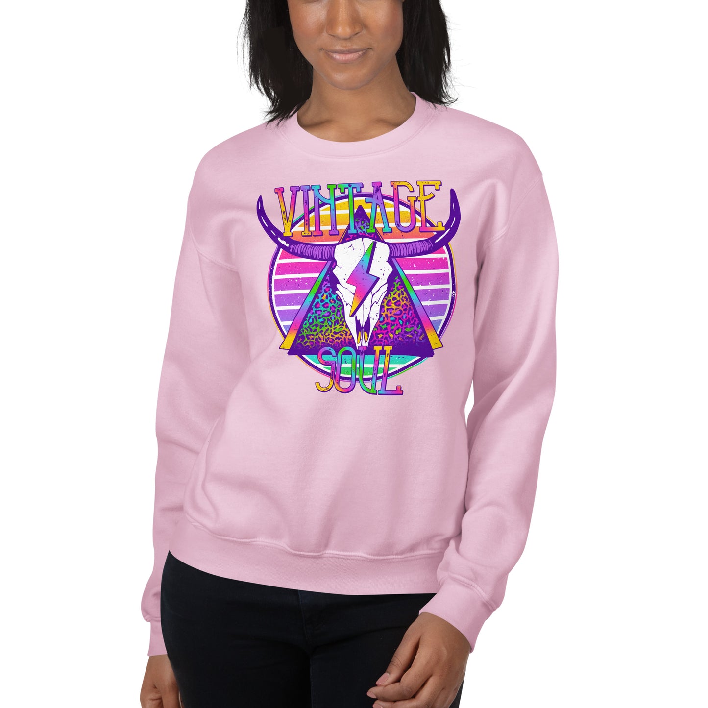Custom Vintage Soul Western Skull Retro Graphic Unisex Sweatshirt