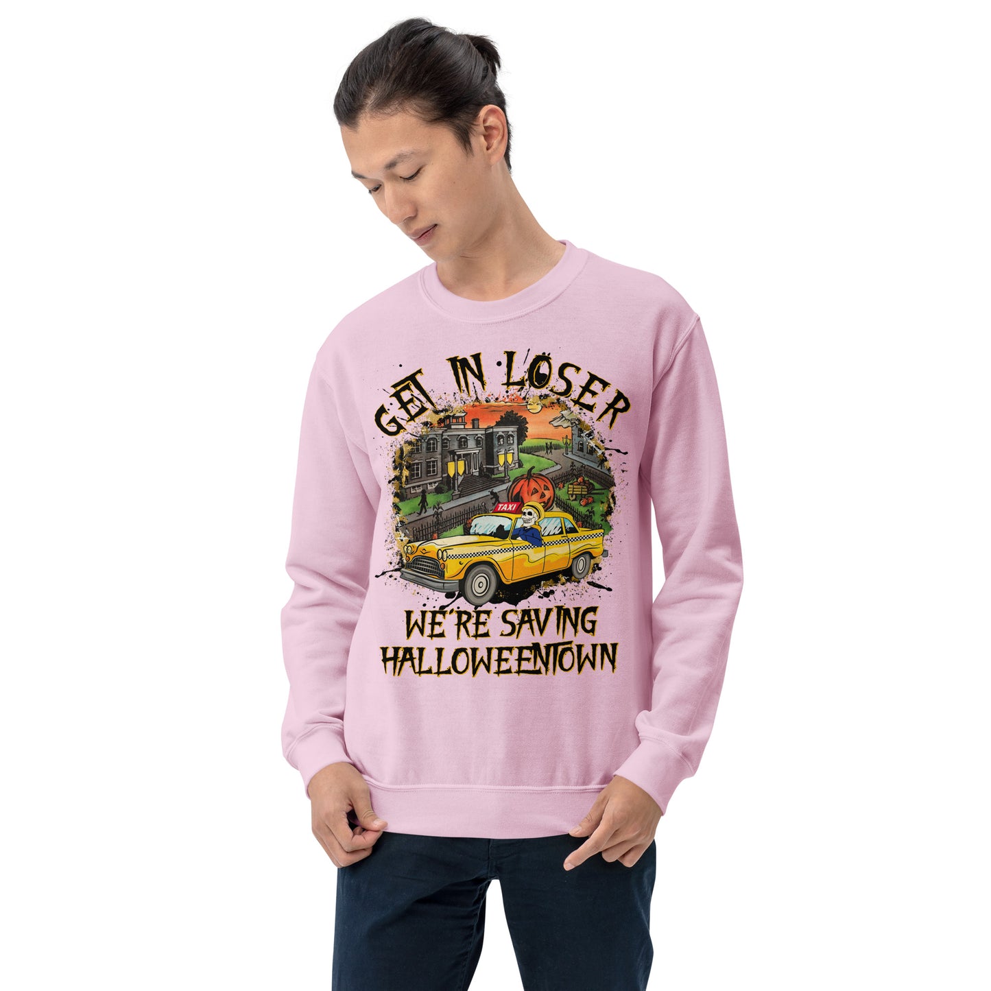 Custom Get In Loser We're Saving Halloweentown Retro Graphic Unisex Sweatshirt