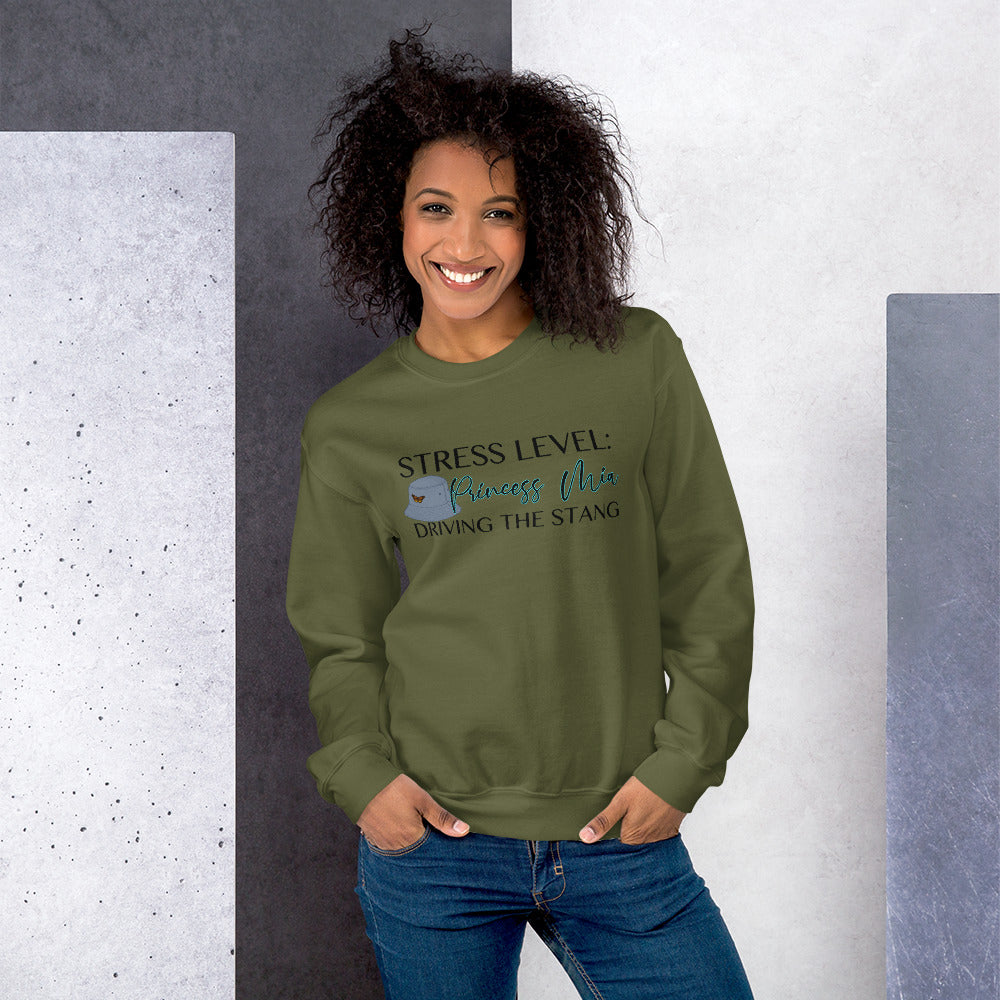 Custom Stress Level Princess Mia Driving The Stang Retro Graphic Unisex Sweatshirt