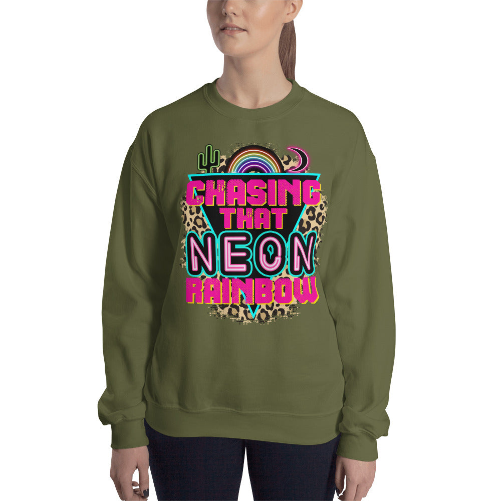Custom Chasing That Neon Rainbow Country Western Retro Graphic Unisex Sweatshirt