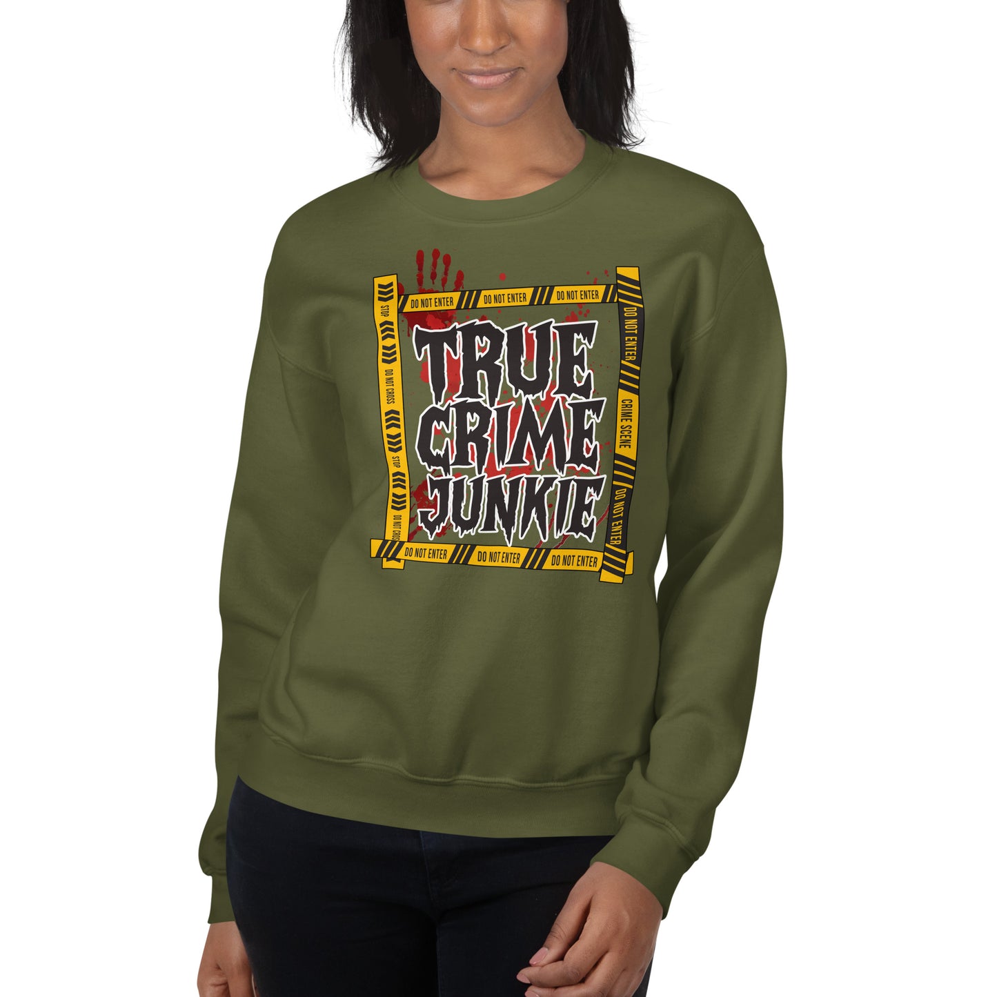 Custom True Crime Junkie Retro Graphic Unisex Sweatshirt