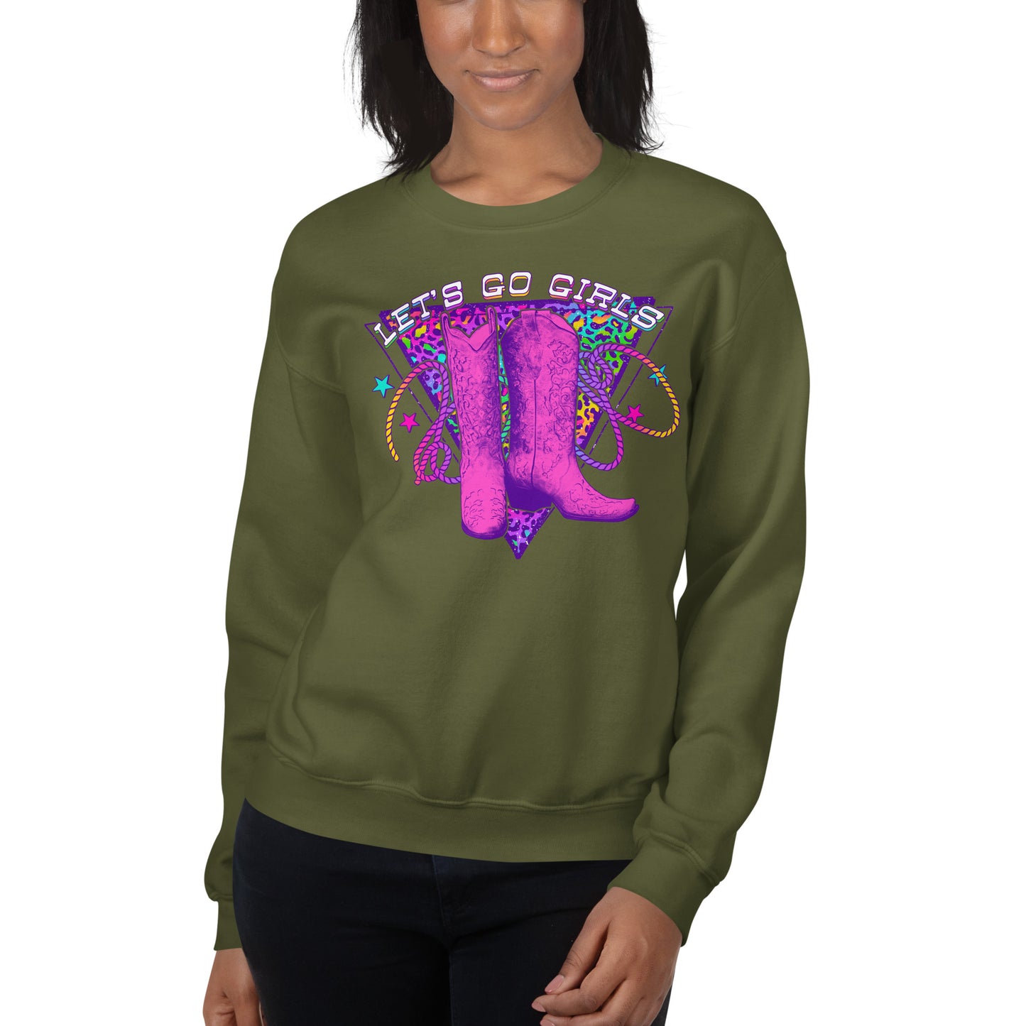 Custom Let's Go Girls Cowboy Boots Shania Country Retro Graphic Unisex Sweatshirt