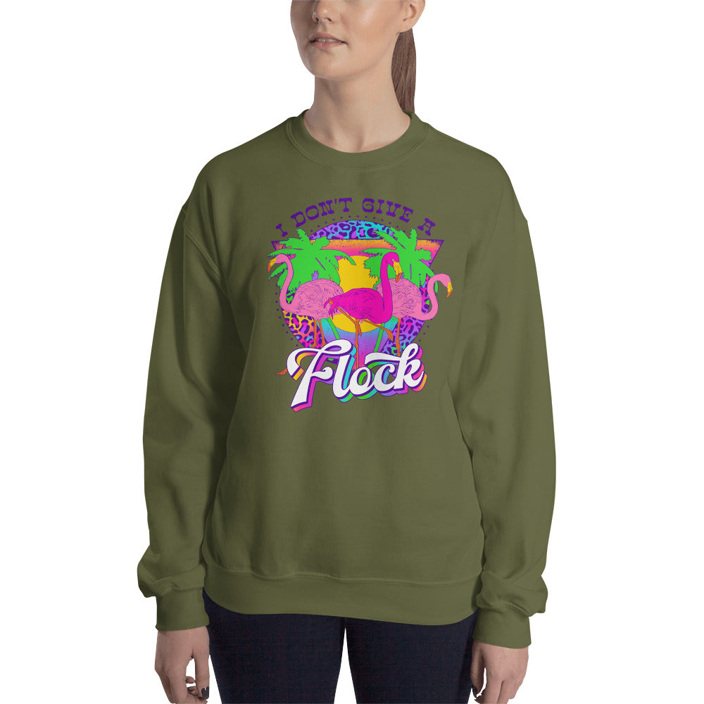 Custom I Don't Give A Flock Tropical Flamingo Retro Graphic Unisex Sweatshirt