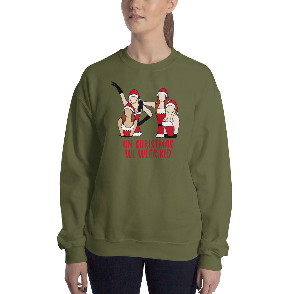 Custom On Christmas We Wear Red Mean Girls Retro Graphic Unisex Sweatshirt