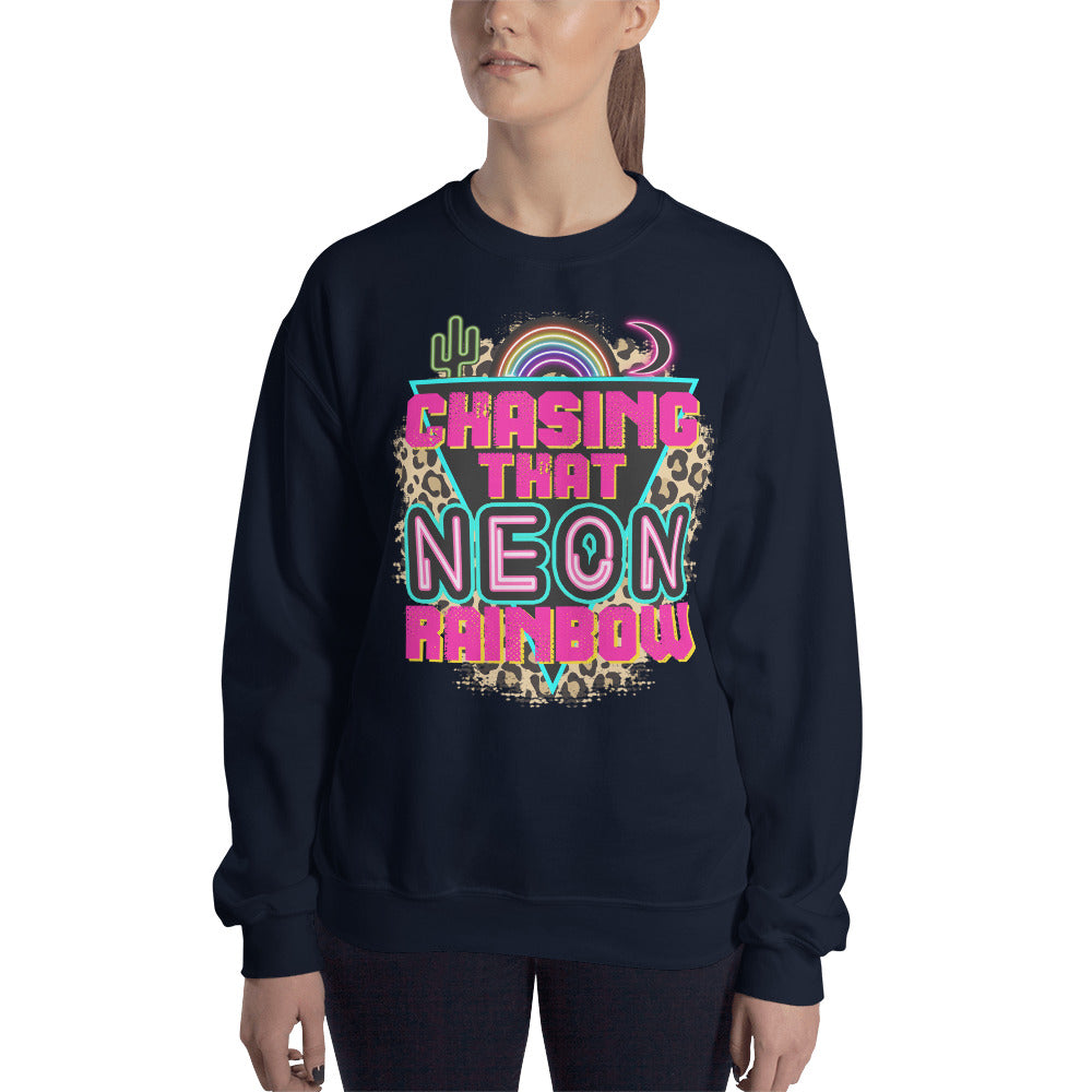 Custom Chasing That Neon Rainbow Country Western Retro Graphic Unisex Sweatshirt