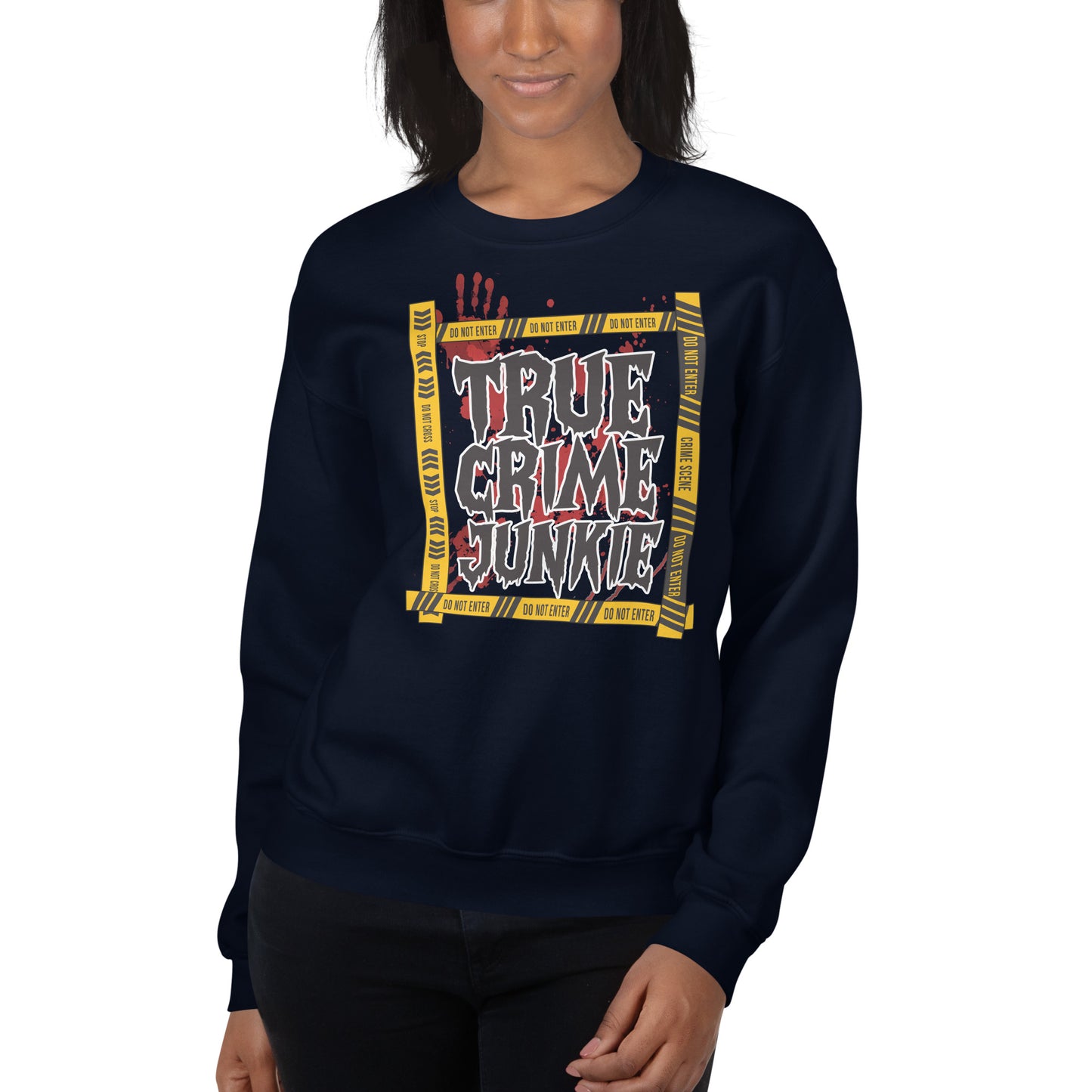 Custom True Crime Junkie Retro Graphic Unisex Sweatshirt
