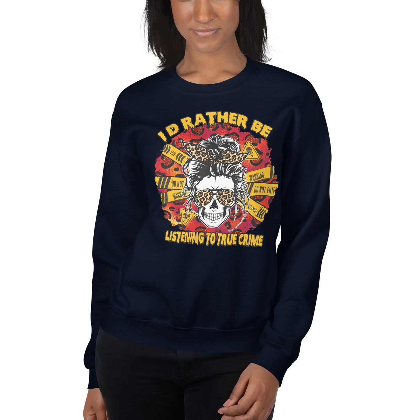 Custom I'd Rather Be Listening To True Crime Retro Graphic Unisex Sweatshirt