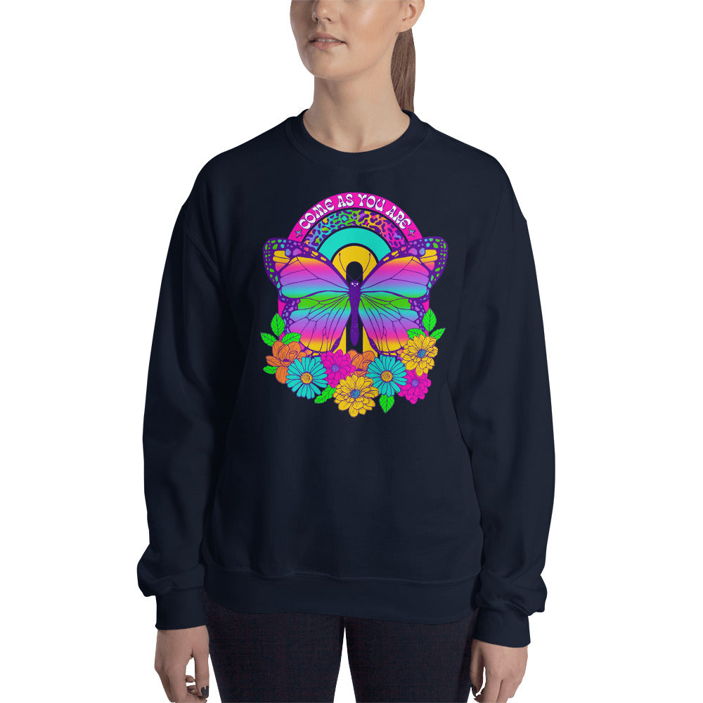 Custom Come As You Are Butterfly Floral Retro Graphic Unisex Sweatshirt