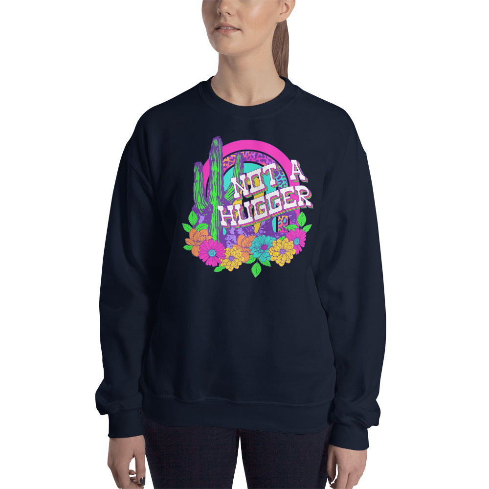 Custom Not A Hugger Cactus Western Retro Graphic Unisex Sweatshirt