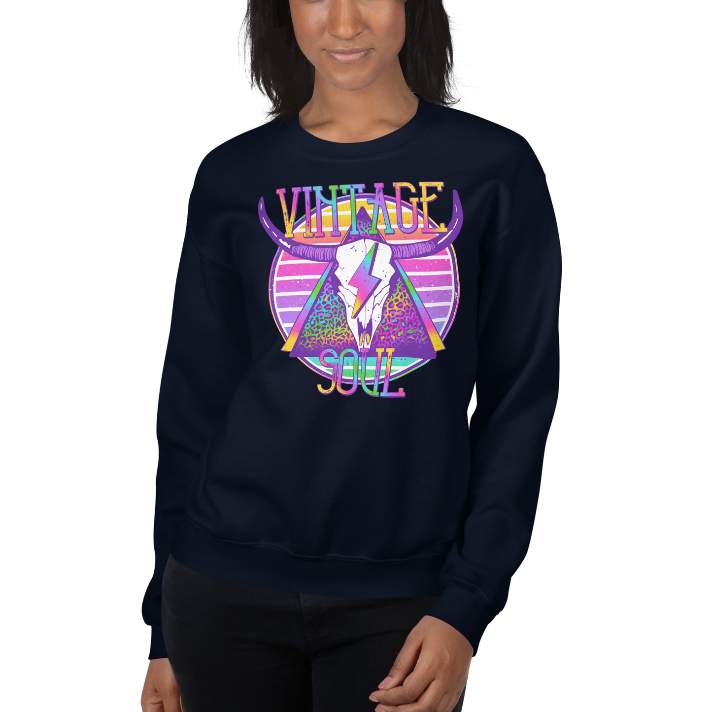 Custom Vintage Soul Western Skull Retro Graphic Unisex Sweatshirt