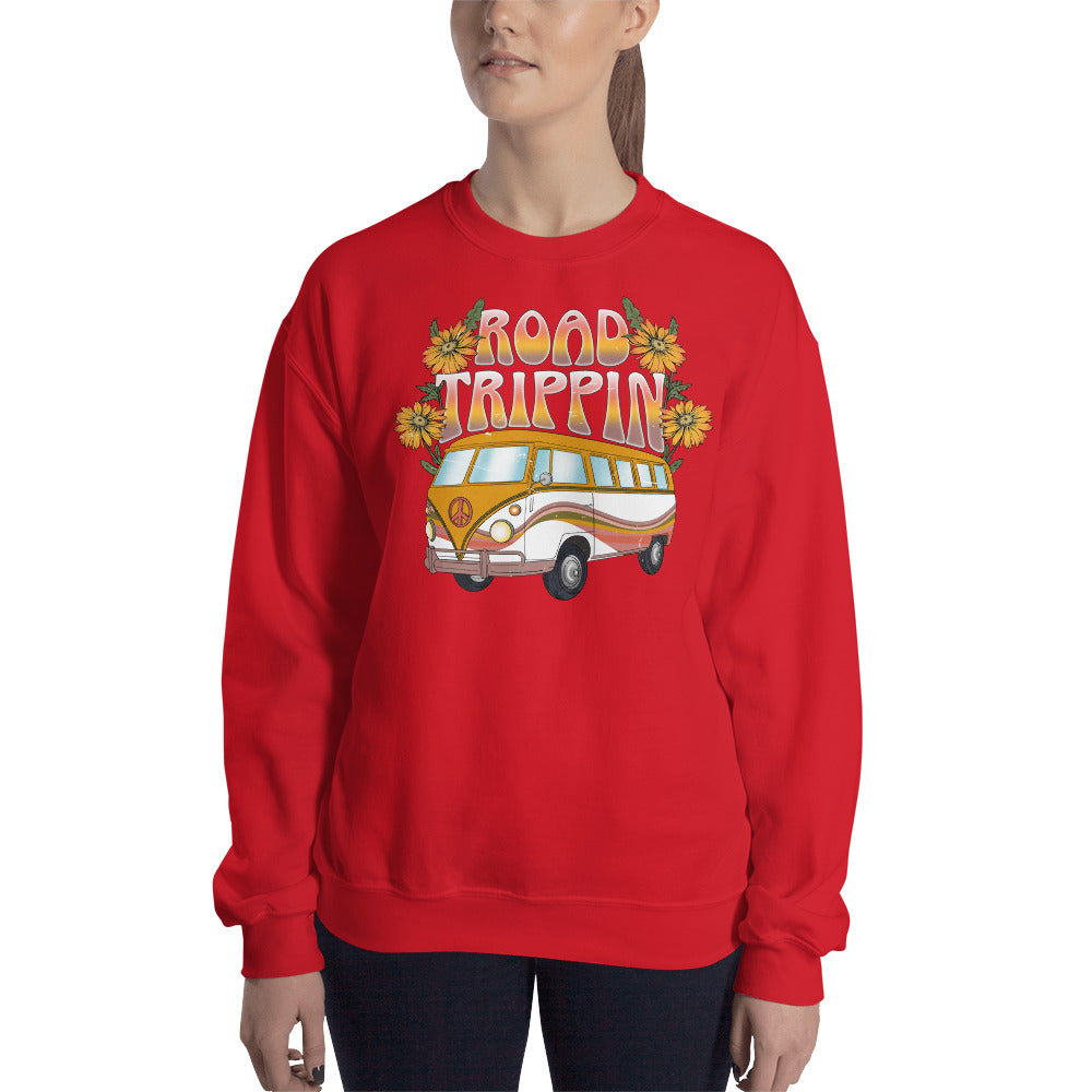 Custom Road Trippin Volkswagon Bus Peace Hippie Retro Graphic Unisex Sweatshirt