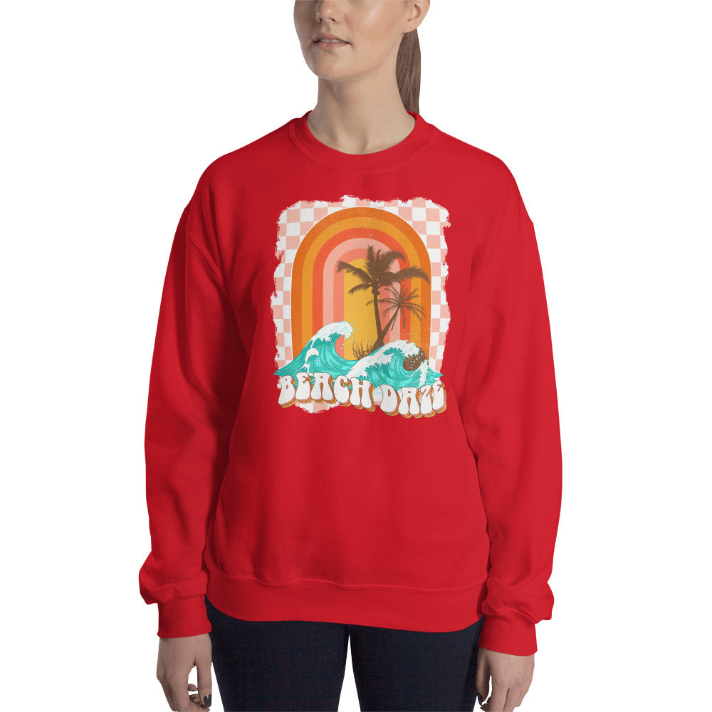 Custom Beach Daze Checkered Tropical Retro Graphic Unisex Sweatshirt