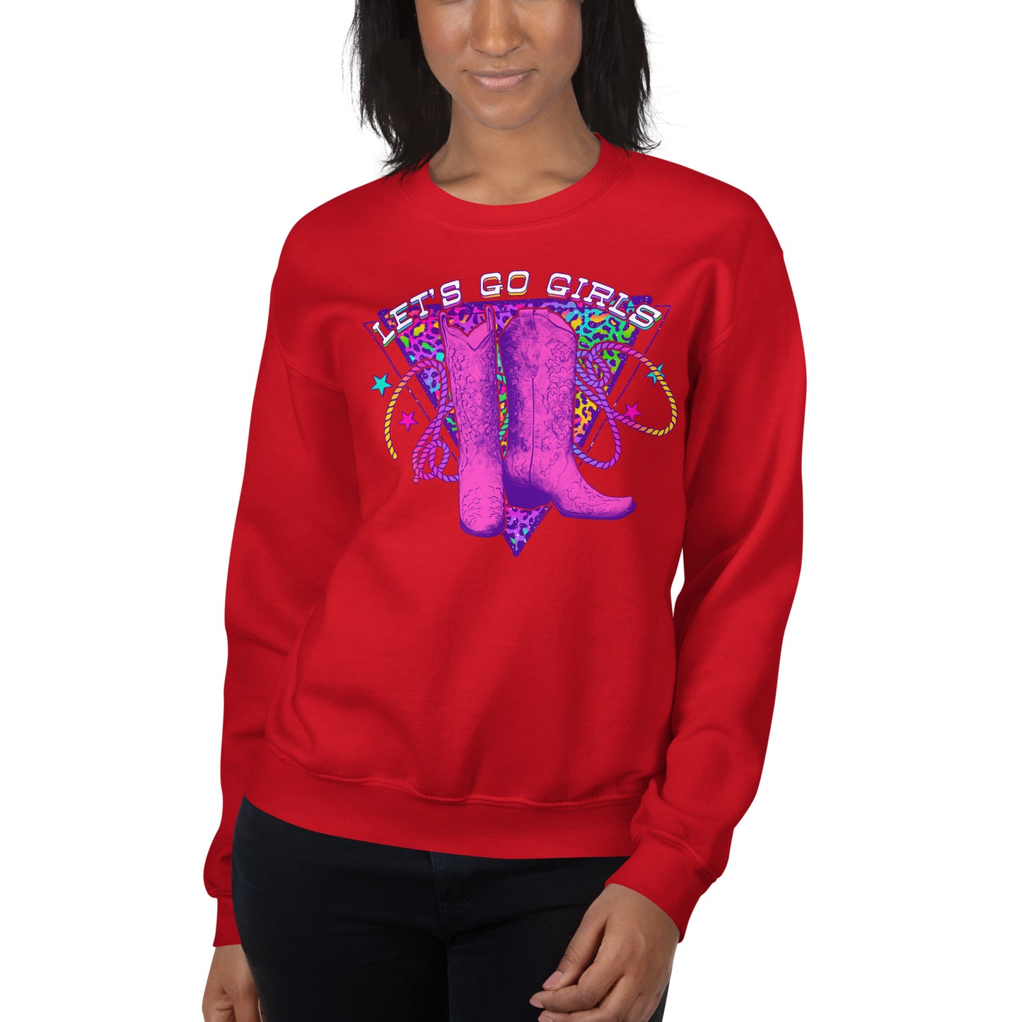 Custom Let's Go Girls Cowboy Boots Shania Country Retro Graphic Unisex Sweatshirt