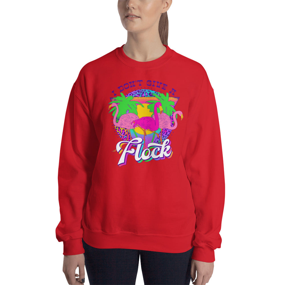 Custom I Don't Give A Flock Tropical Flamingo Retro Graphic Unisex Sweatshirt