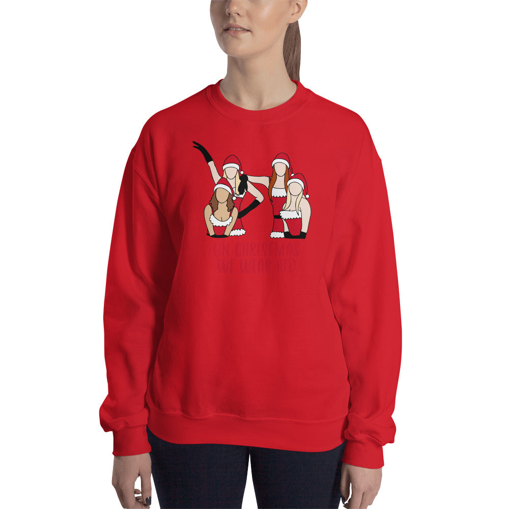Custom On Christmas We Wear Red Mean Girls Retro Graphic Unisex Sweatshirt