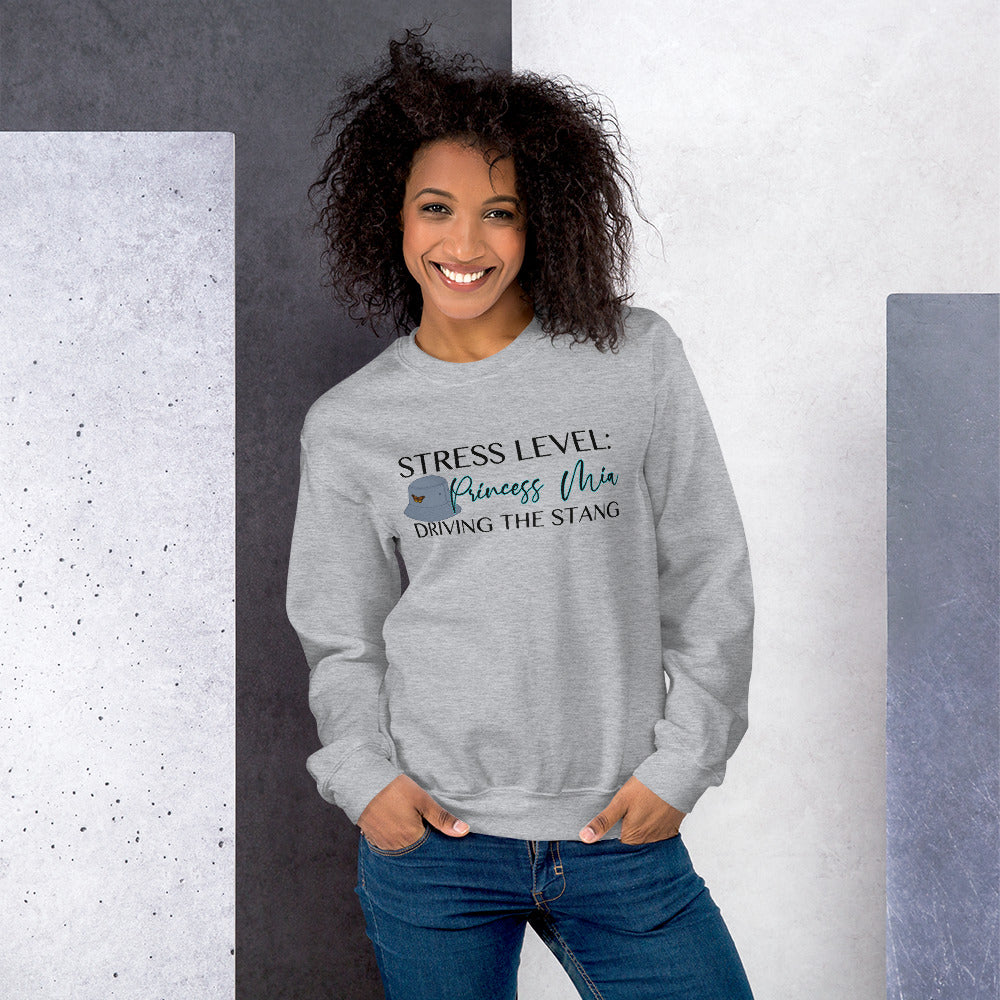Custom Stress Level Princess Mia Driving The Stang Retro Graphic Unisex Sweatshirt