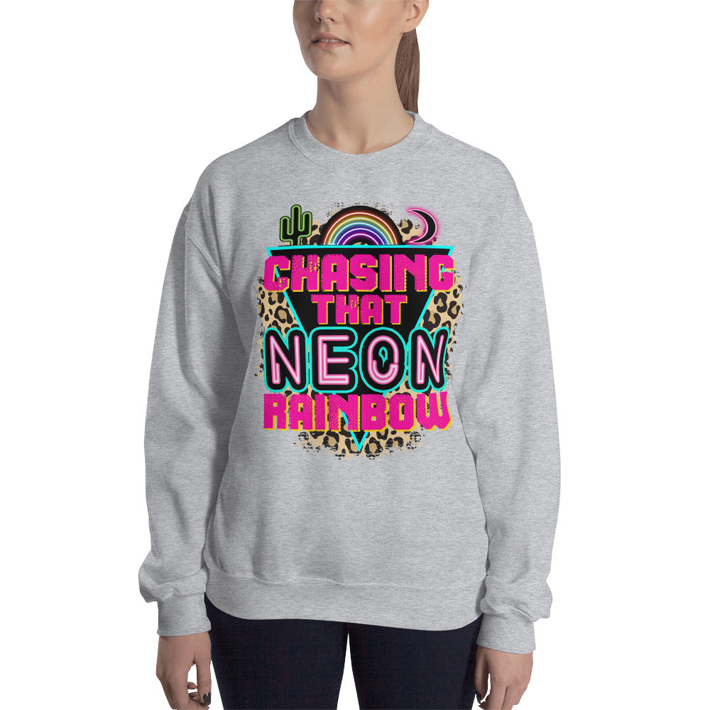 Custom Chasing That Neon Rainbow Country Western Retro Graphic Unisex Sweatshirt