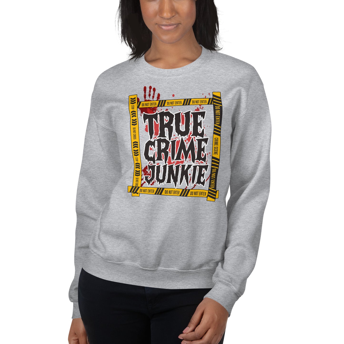 Custom True Crime Junkie Retro Graphic Unisex Sweatshirt