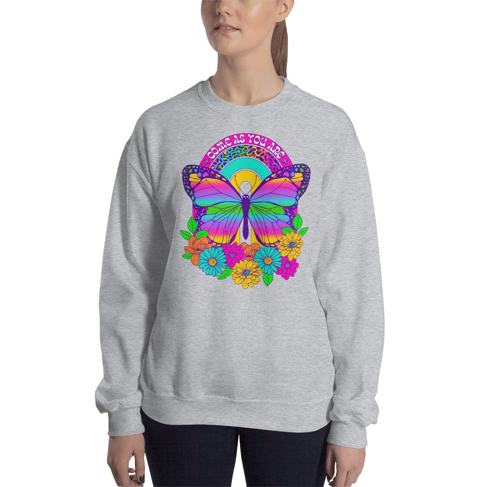 Custom Come As You Are Butterfly Floral Retro Graphic Unisex Sweatshirt