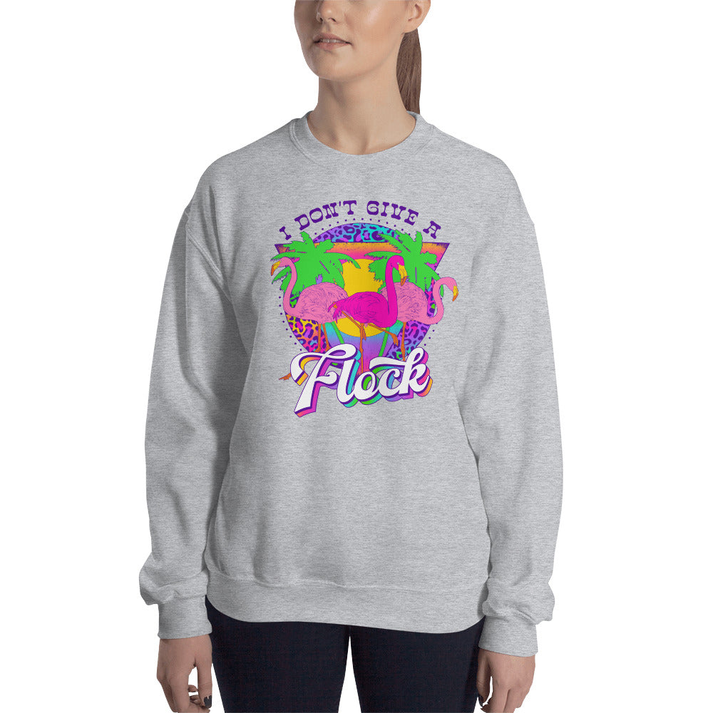 Custom I Don't Give A Flock Tropical Flamingo Retro Graphic Unisex Sweatshirt