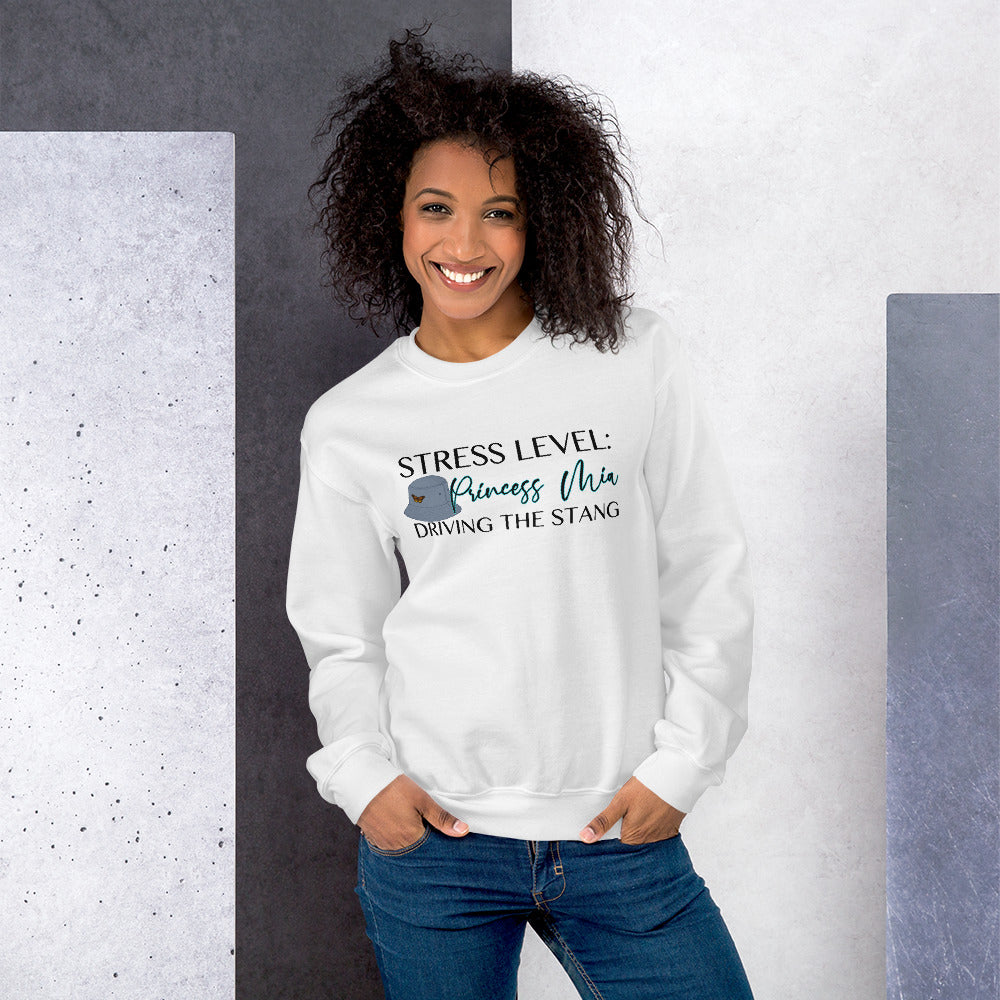 Custom Stress Level Princess Mia Driving The Stang Retro Graphic Unisex Sweatshirt