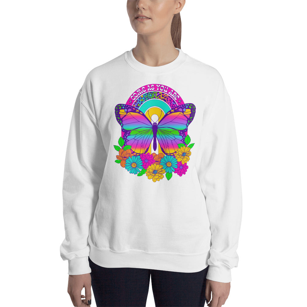 Custom Come As You Are Butterfly Floral Retro Graphic Unisex Sweatshirt