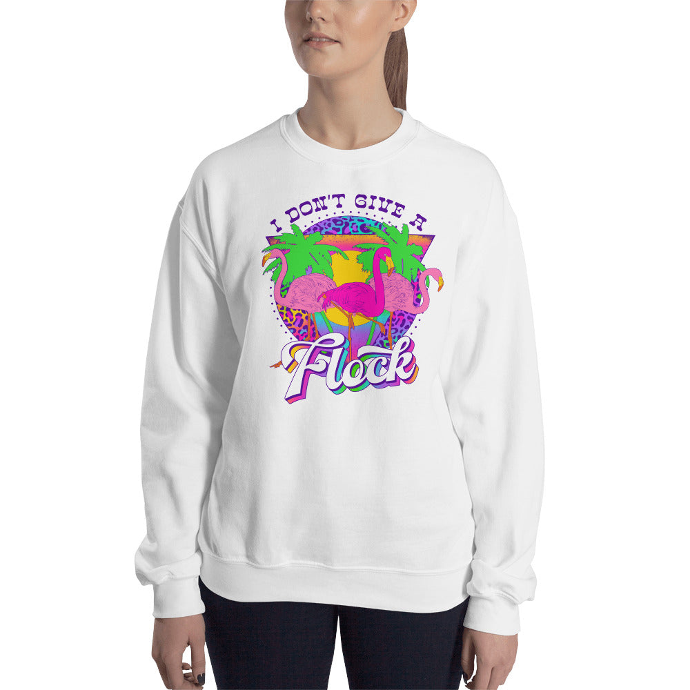 Custom I Don't Give A Flock Tropical Flamingo Retro Graphic Unisex Sweatshirt