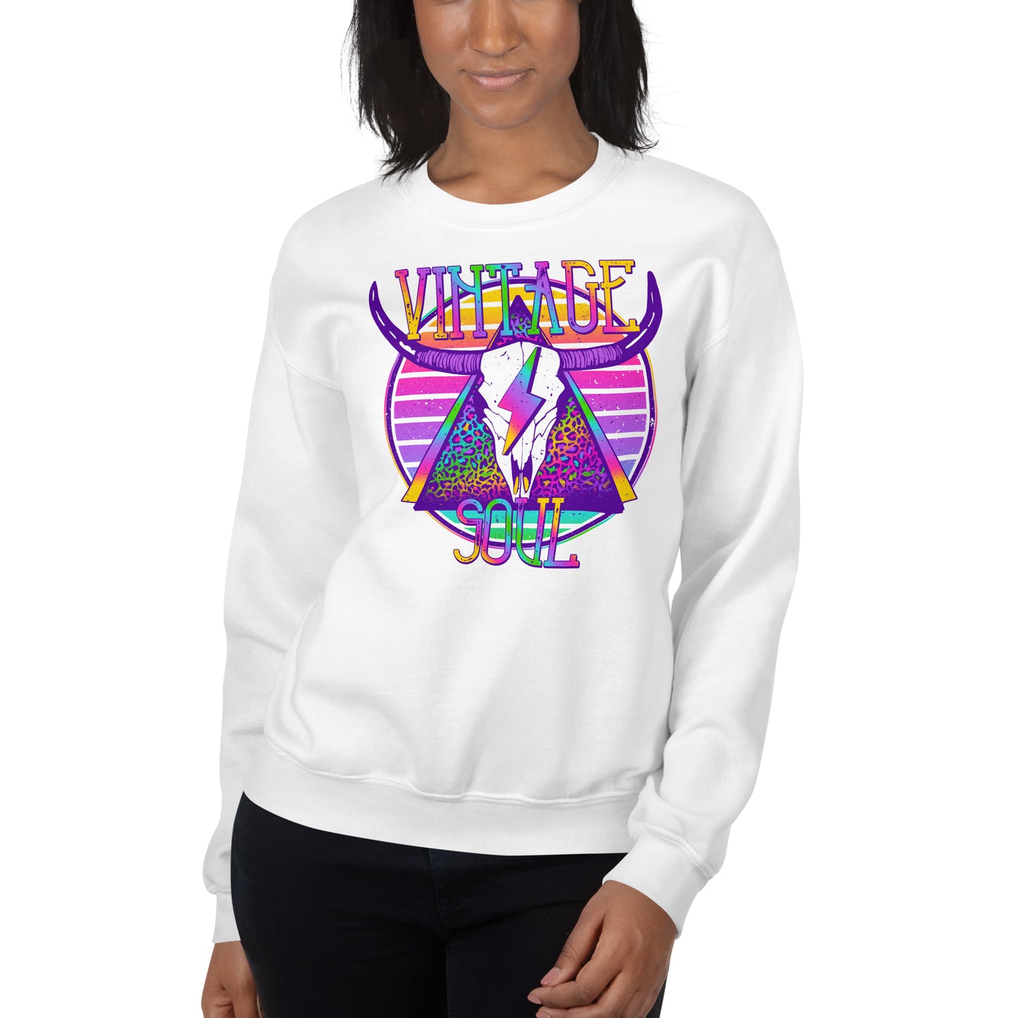 Custom Vintage Soul Western Skull Retro Graphic Unisex Sweatshirt