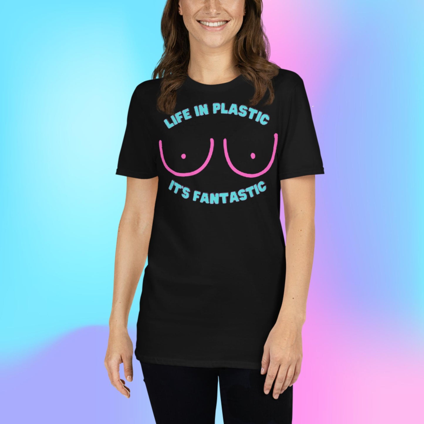 Custom Life in Plastic Boob Doll Retro Graphic Short-Sleeve Unisex T-Shirt