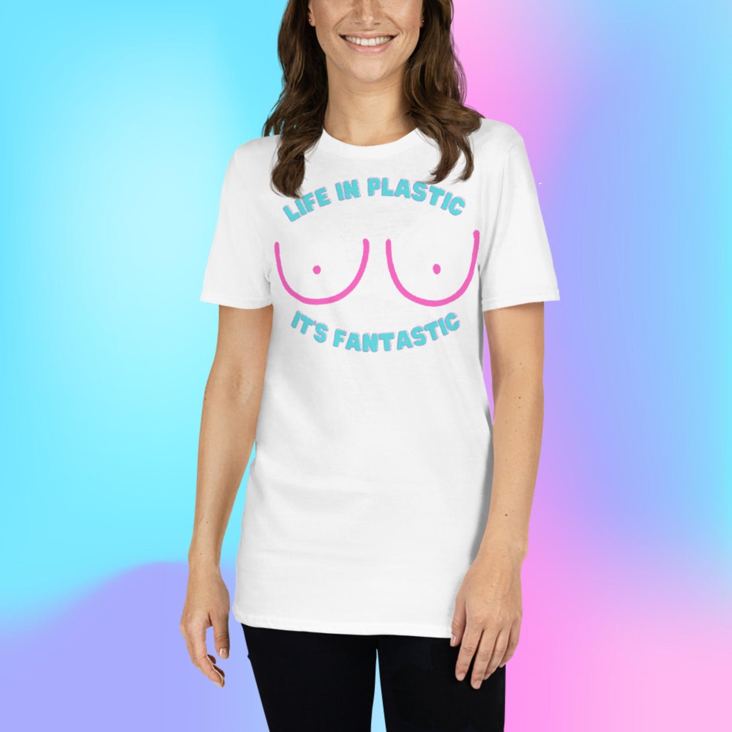 Custom Life in Plastic Boob Doll Retro Graphic Short-Sleeve Unisex T-Shirt