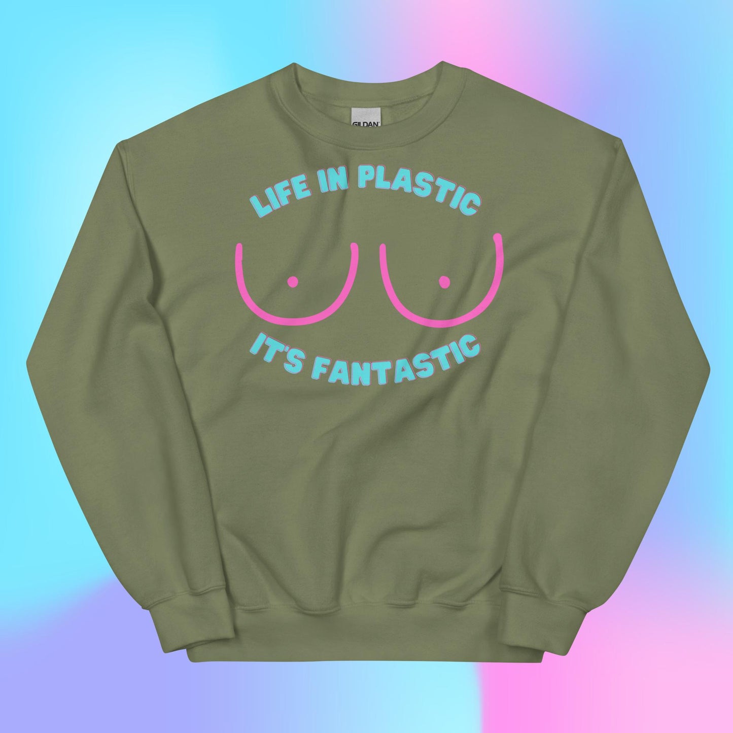 Custom Life in Plastic Boob Doll Retro Graphic Unisex Sweatshirt