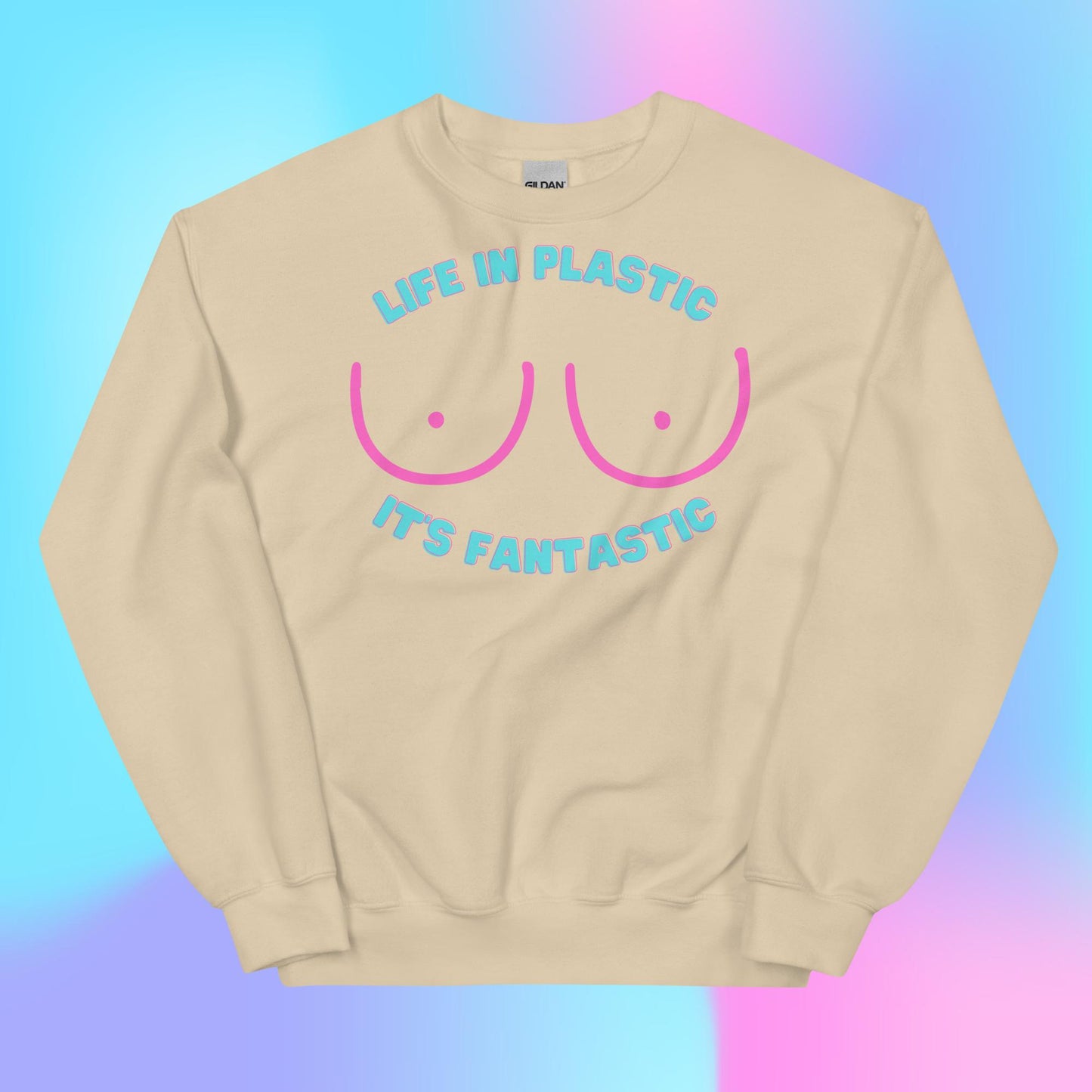 Custom Life in Plastic Boob Doll Retro Graphic Unisex Sweatshirt