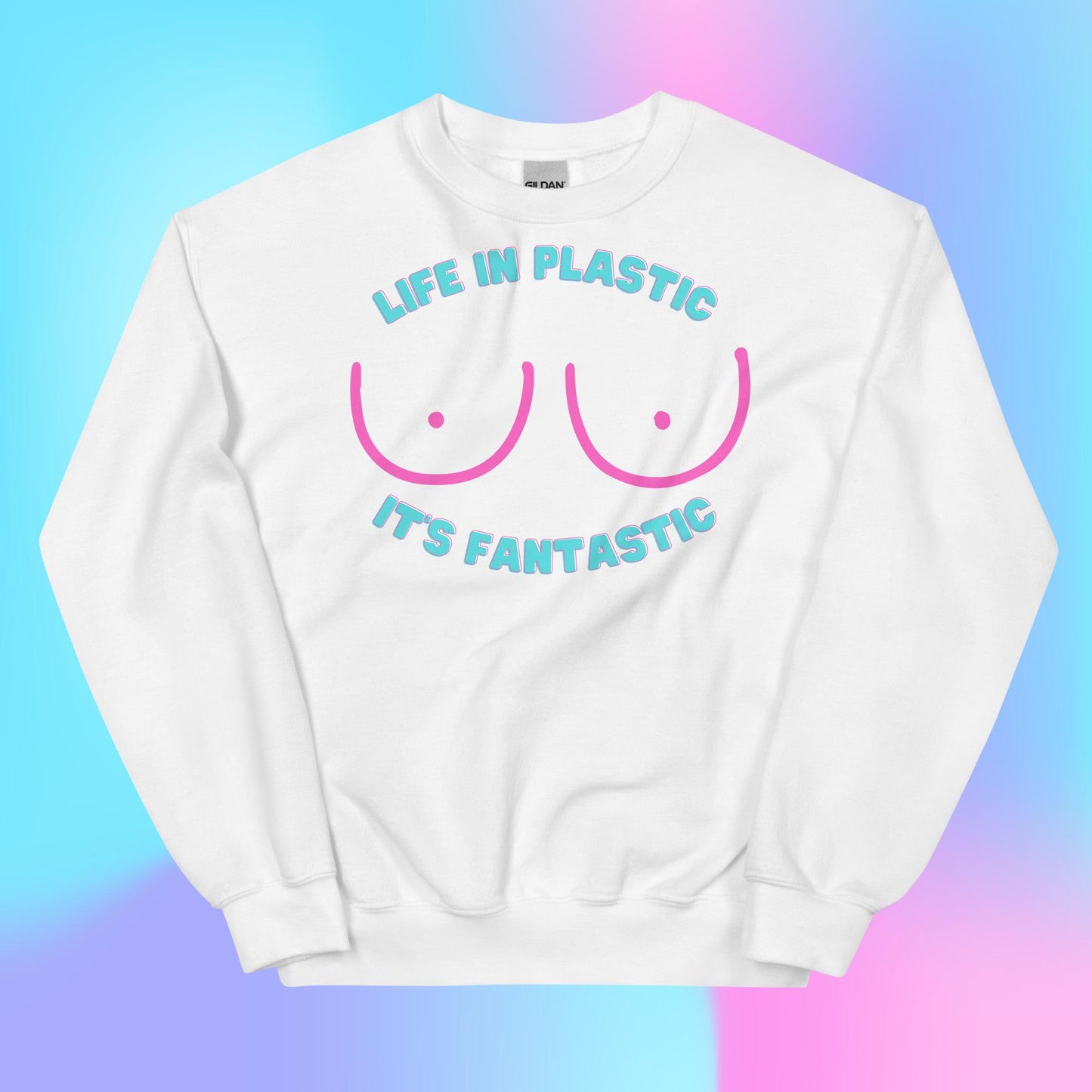 Custom Life in Plastic Boob Doll Retro Graphic Unisex Sweatshirt