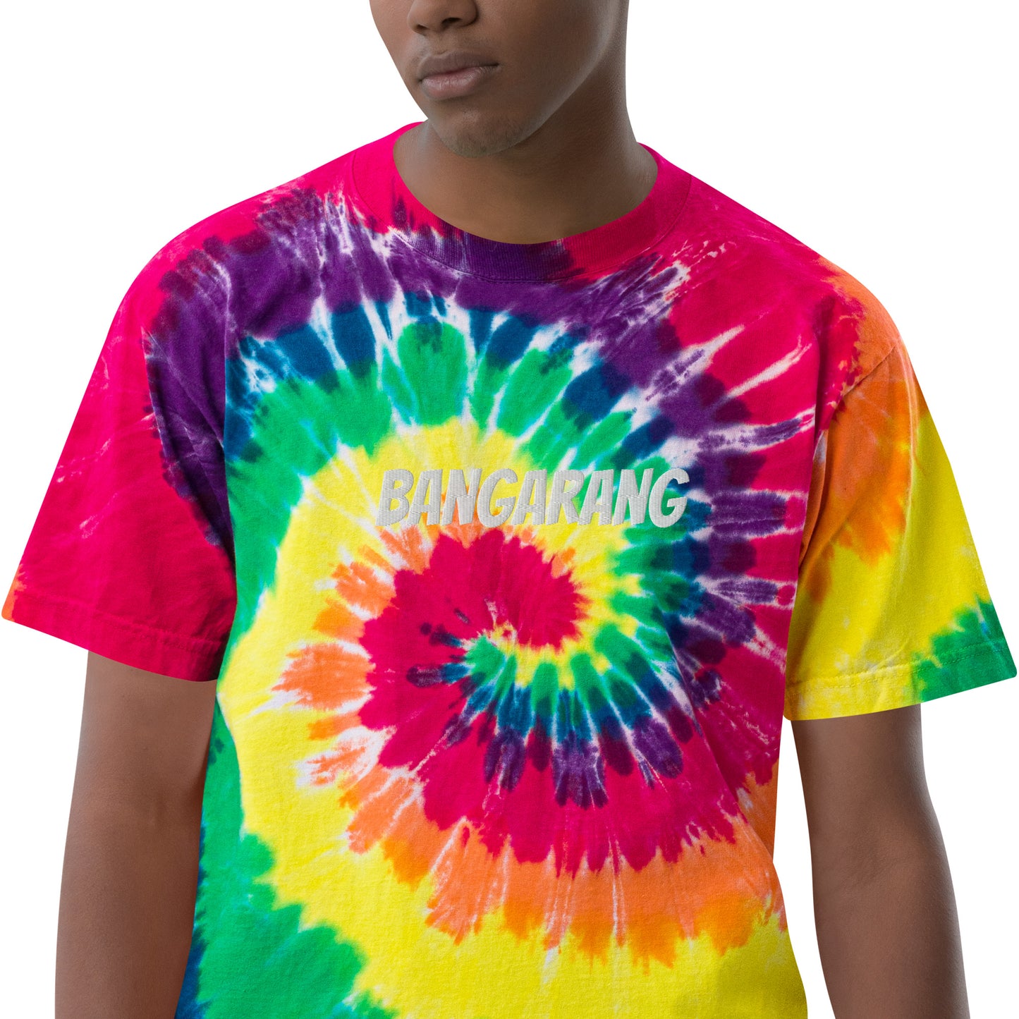 Custom Embroidered Bangarang Hook Retro Graphic Oversized Tie-Dye T-Shirt