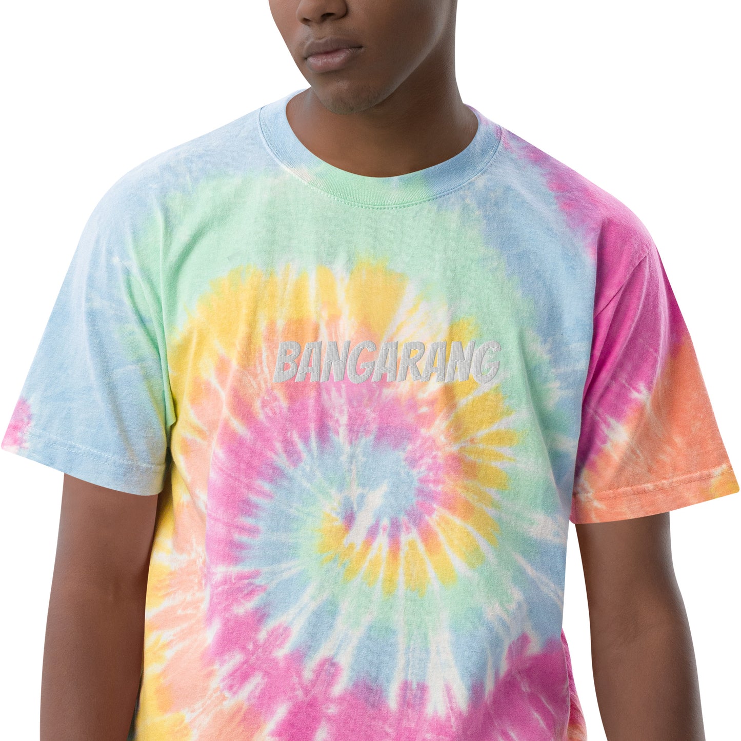 Custom Embroidered Bangarang Hook Retro Graphic Oversized Tie-Dye T-Shirt