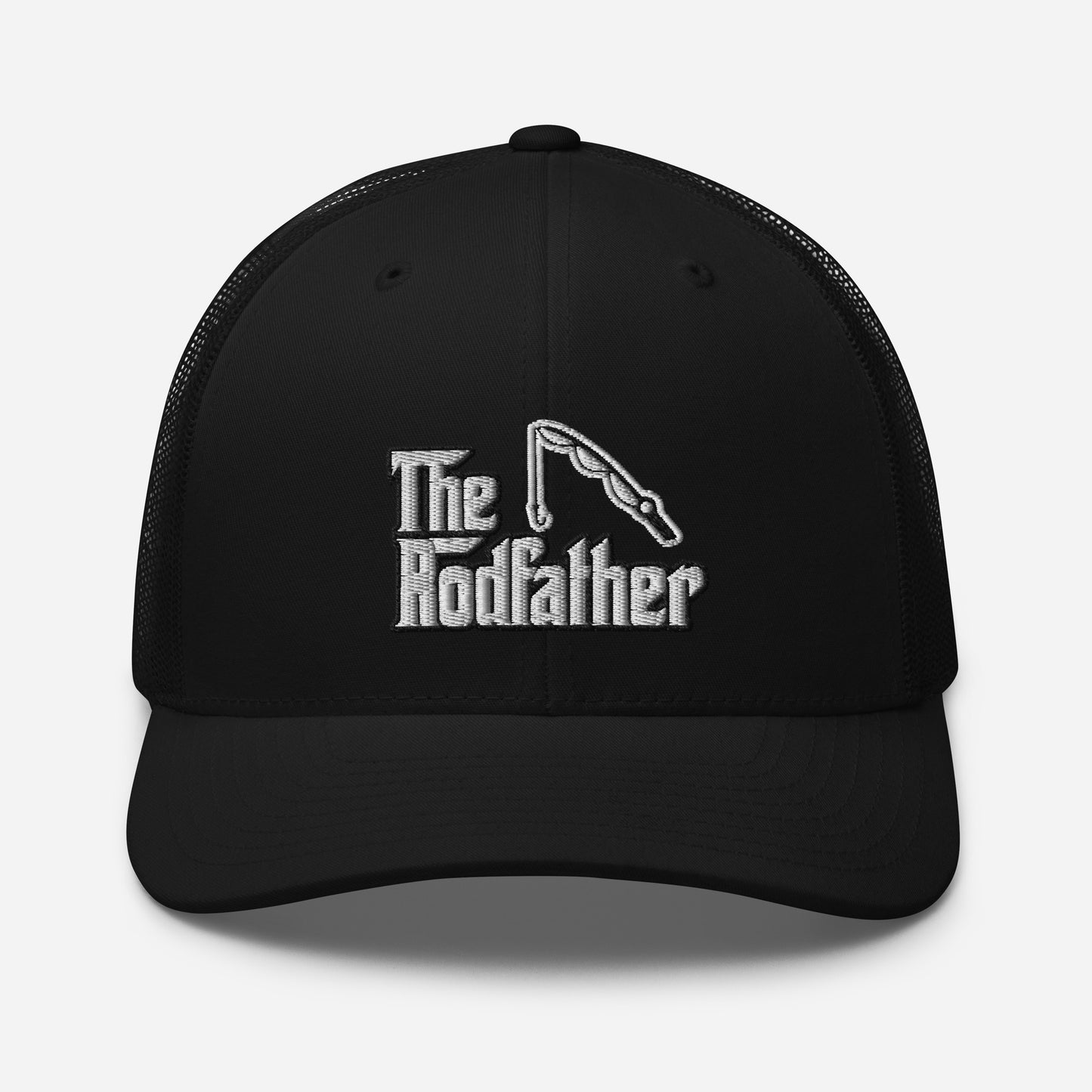 Custom Embroidered The Rodfather Godfather Fishing Retro Graphic Trucker Cap