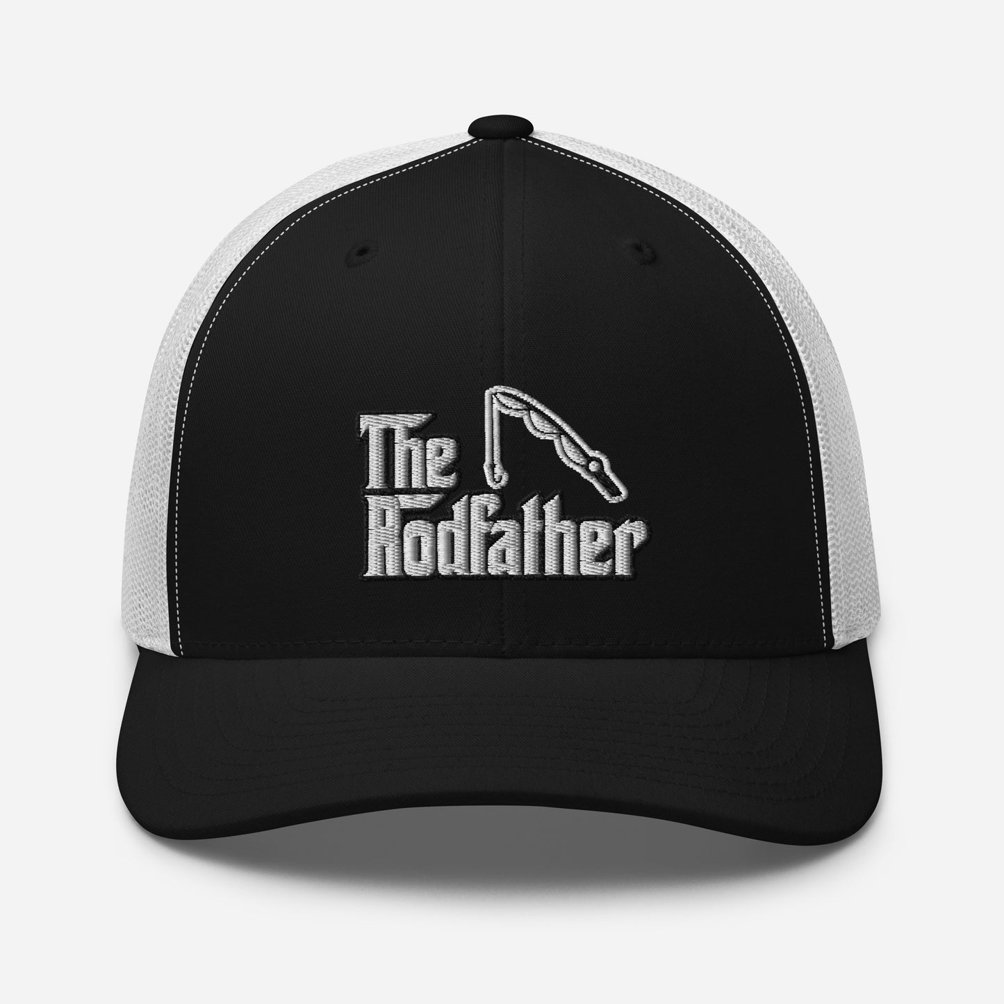 Custom Embroidered The Rodfather Godfather Fishing Retro Graphic Trucker Cap