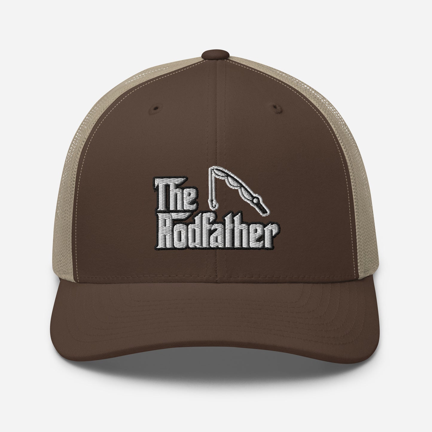 Custom Embroidered The Rodfather Godfather Fishing Retro Graphic Trucker Cap